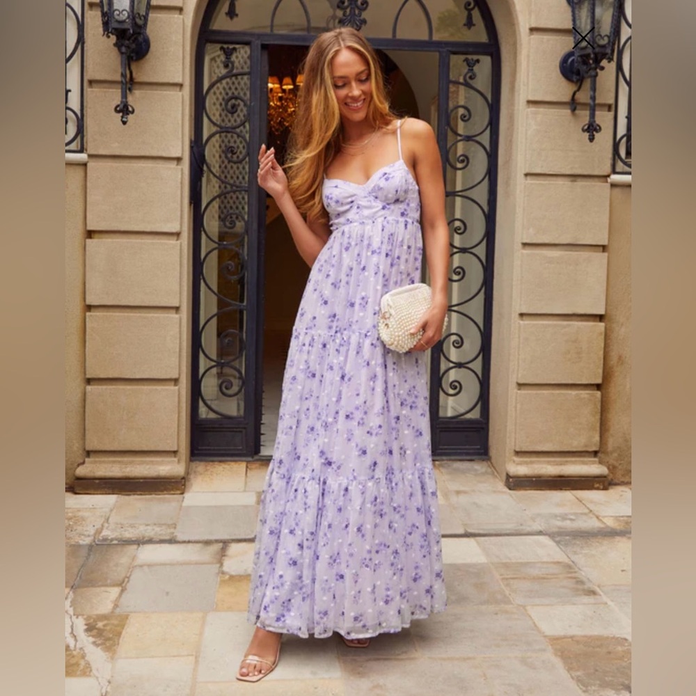 Vici Dolls Joselyn Sweetheart Floral lilac purple maxi dress - size small